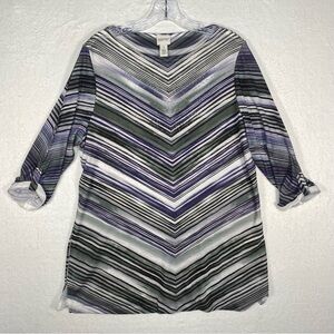 Zenergy‎ Chicos Womens Top Multicolor Size 1 Striped Polyester Spandex Artsy